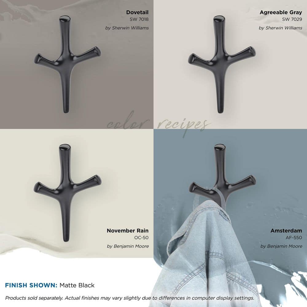 Matte Black Triple Prong Decorative Wall Hook