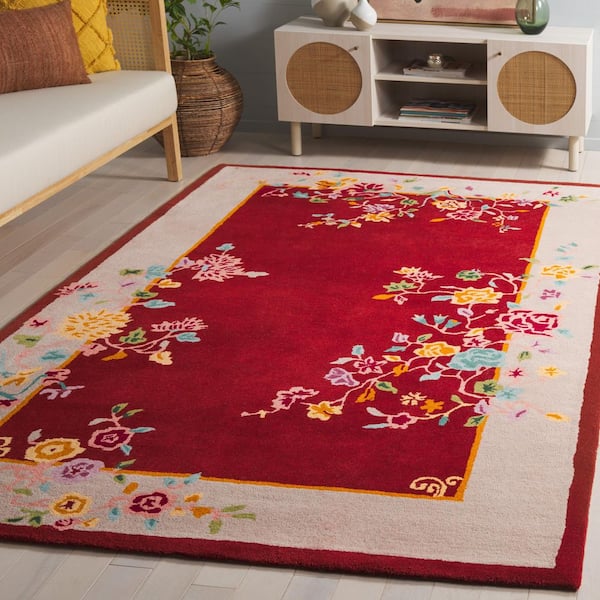 Metro 4 ft. x 6 ft. Rust/Beige Floral Border Ornate Area Rug