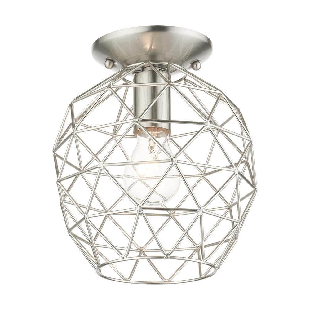 Geometrix Brushed Nickel 8" Contemporary Flush Mount Light