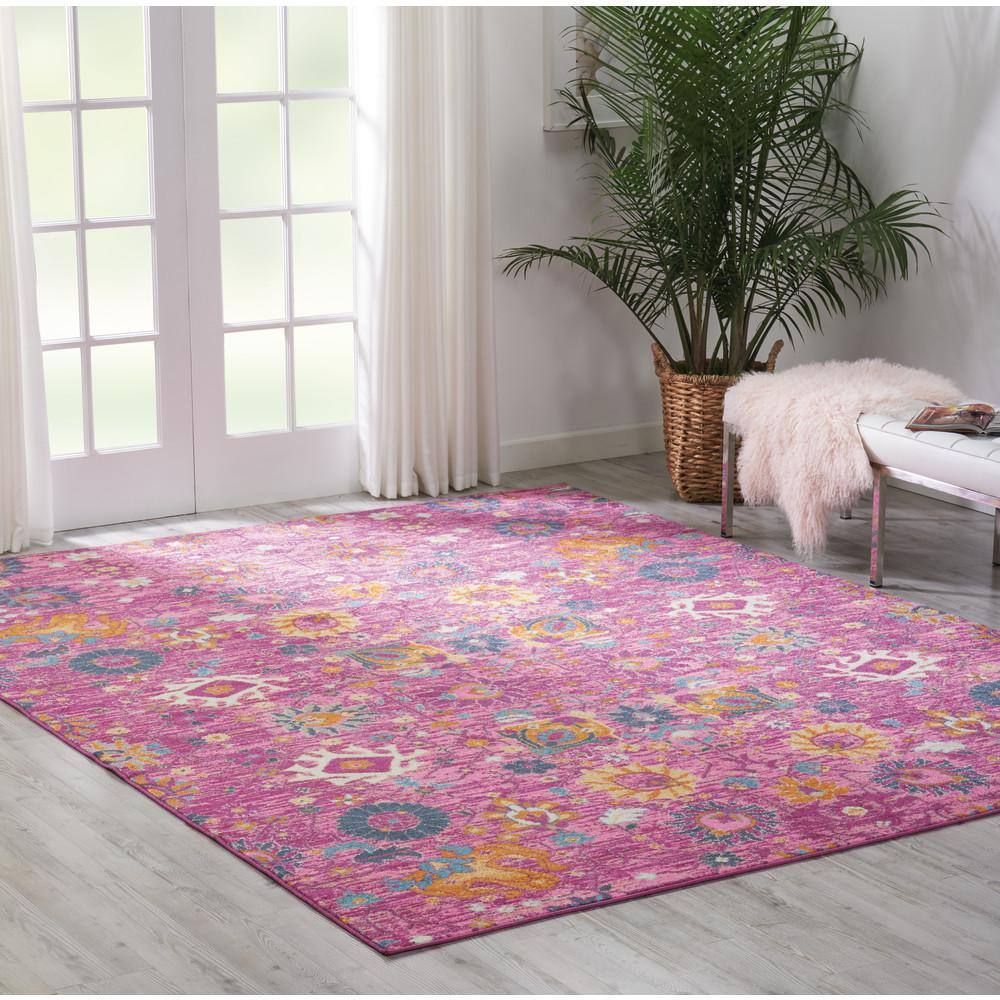 Fuchsia Floral Fantasy 9' x 12' Synthetic Easy-Care Rug