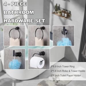 4 -Piece Bath Hardware Set with Mounting Hardware in Stainless Steel Oil Rubbed Bronze