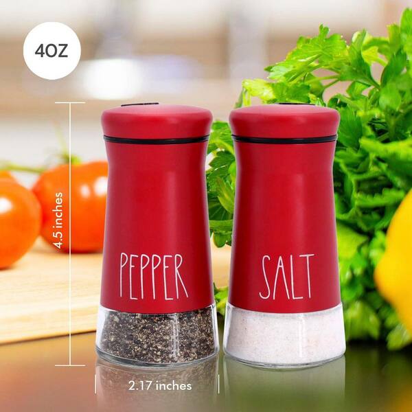 Lynzavix Adjustable Pour Holes Series Red Salt and Pepper Shakers