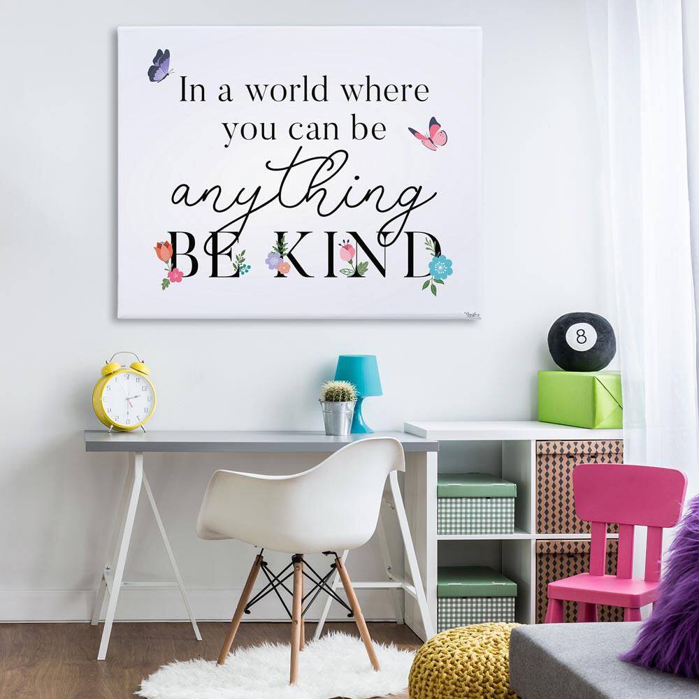 Floral and Butterflies Be Kind by Gigi Louise Unframed Typography Graphic Art Print 36 in. x 48 in. price history on PriceWatchPro