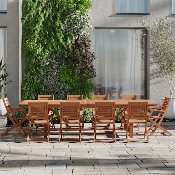 Robinson 11-Piece Eucalyptus Extendable Rectangular Patio Dining Set