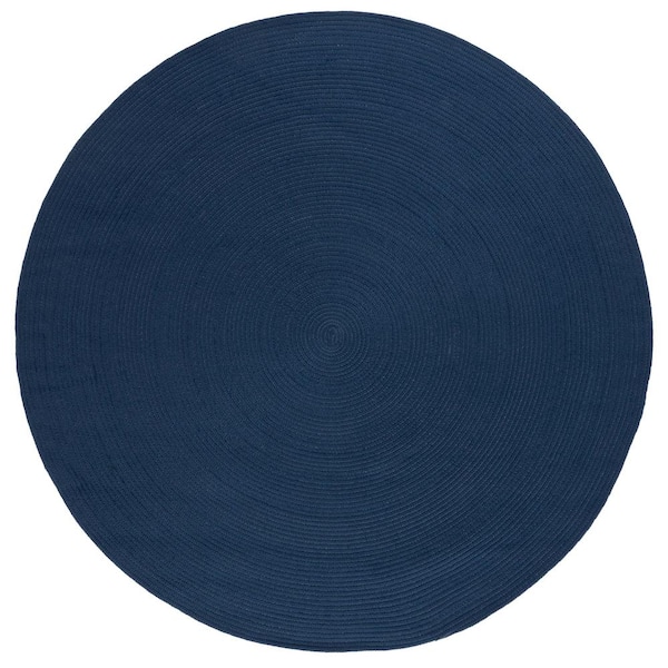 SAFAVIEH Braided Navy 7 ft. x 7 ft. Abstract Round Area Rug