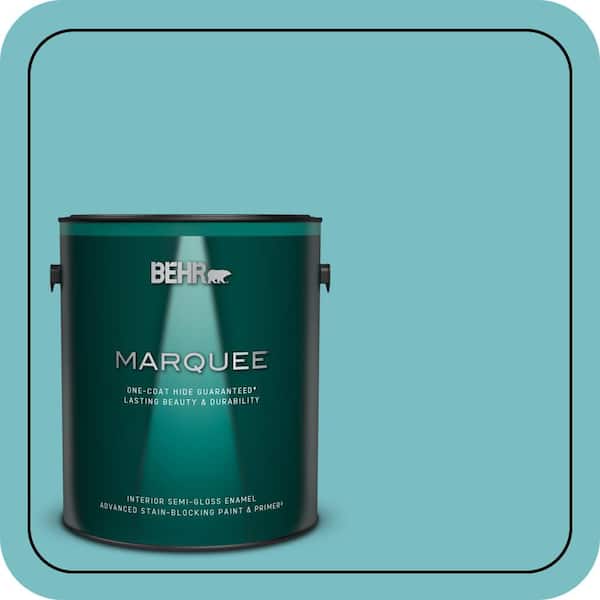 BEHR MARQUEE 1 gal. #M460-4 Pure Turquoise One-Coat Hide Semi-Gloss Enamel Interior Paint & Primer