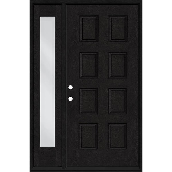 Steves & Sons Regency 53 in. x 80 in. 8-Panel RHIS Onyx Stain Mahogany Fiberglass Prehung Front Door w/14in.Sidelite