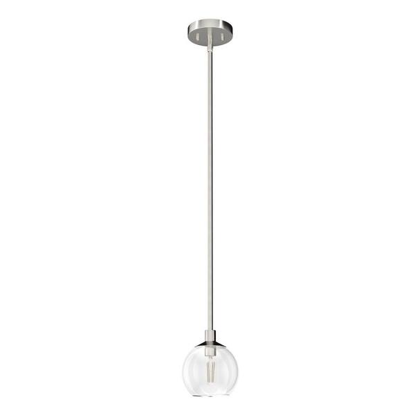 Hunter Xidane 1 Light Brushed Nickel Island Mini Pendant Light With Clear Glass Shade 19505 2713