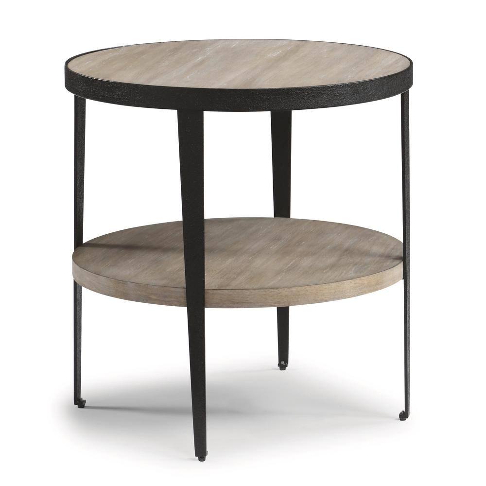 HOMESTYLES Jasper 24 in. Whitewash Brown Round End Table W109002 The Home Depot