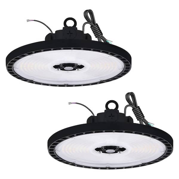 Integrated LED 300-Watt UFO High Bay Light, 2CCT, Up to 42600LM, 90º Beam, Dimmable, IP65 UL, DLC Premium Black 2 Pack