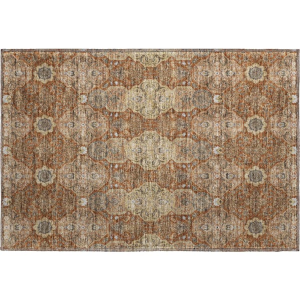 Mayfield Premium Machine Washable Abstract AMF2483 Paprika 2 ft. x 3 ft. Accent Rug
