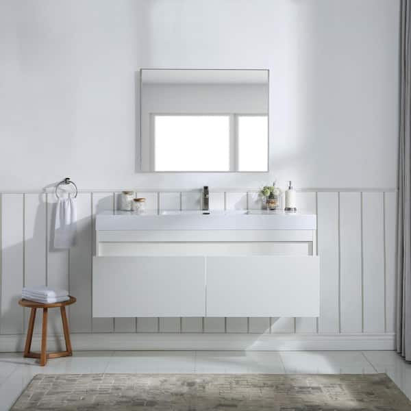 Wall Mounted Cabinet Bathroom White Single Double Door Vanity