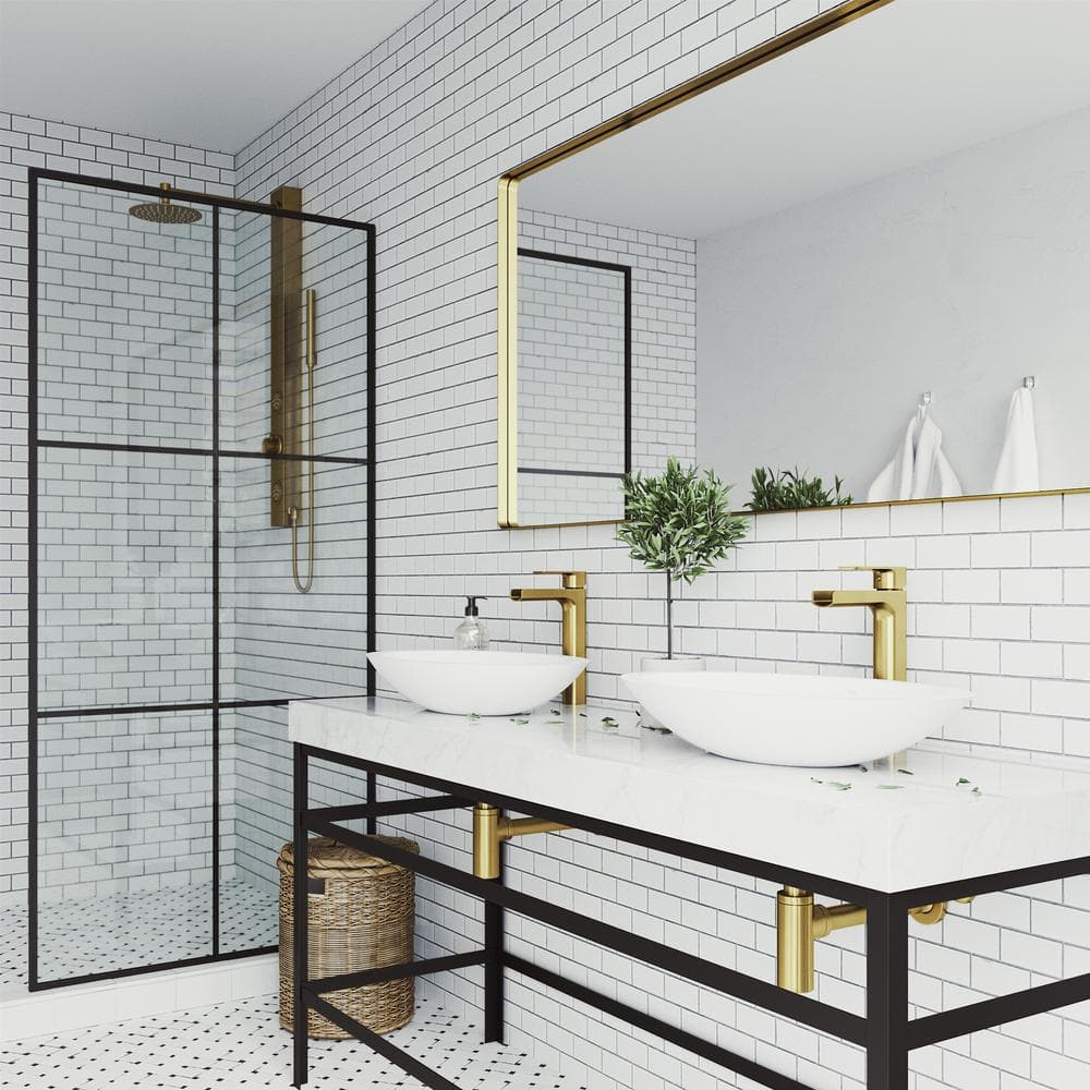 Amada Matte Brushed Gold Waterfall Vessel Sink Faucet