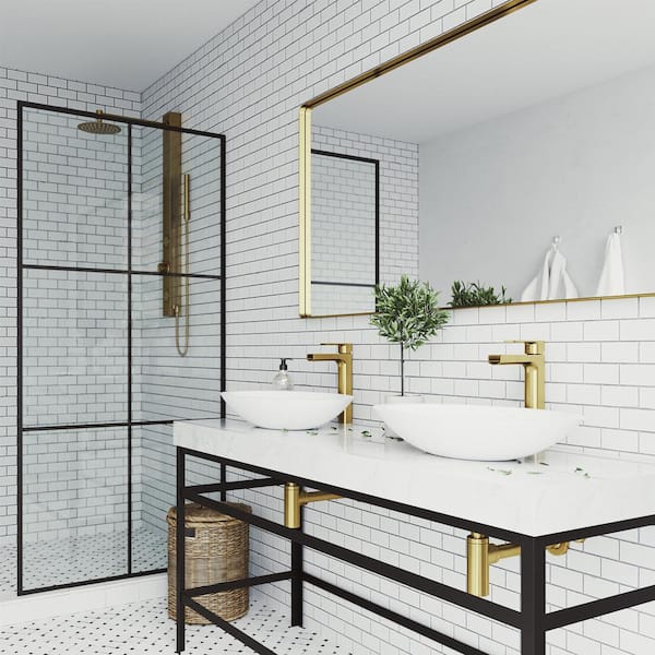 Amada Single Handle Single-Hole Bathroom Vessel Faucet in Matte Brushed Gold