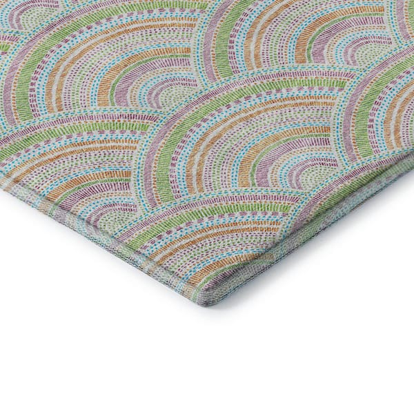 Mayfield Premium Machine Washable Abstract AMF984 Pearl 2 ft. 3 in. x 7 ft. 6 in. Runner Rug