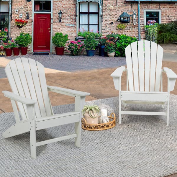 MIRAFIT Classic White Composite of Adirondack Chair (Set of 2)