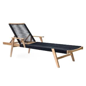 1-Pieces Patio Sunlounger, Sunbed Lounge Chair for Backyard Poolside Porch Balcony Lawn, Acacia Wood and Rope