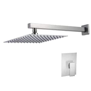 1-Spray Patterns with 1.8 GPM 10 in. Wall Mounted Full Fixed Shower Head with Rain Shower System in Brushed Nickel