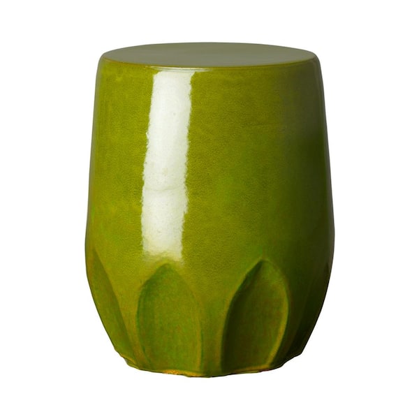 Emissary Calyx Green Ceramic 18 In, Green Garden Stool Ceramic