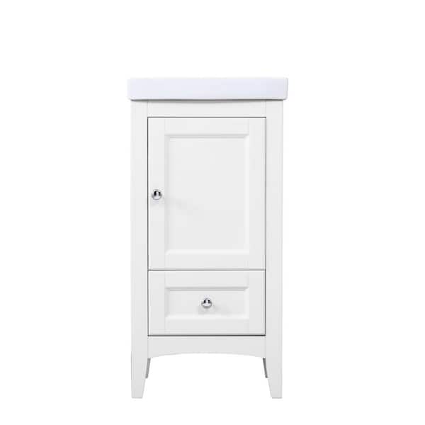 Unbranded Timeless Home 17.5 in. W x 13.63 in. D x 34.25 in. H Single Bathroom Vanity in White with White Ceramic Top and Basin