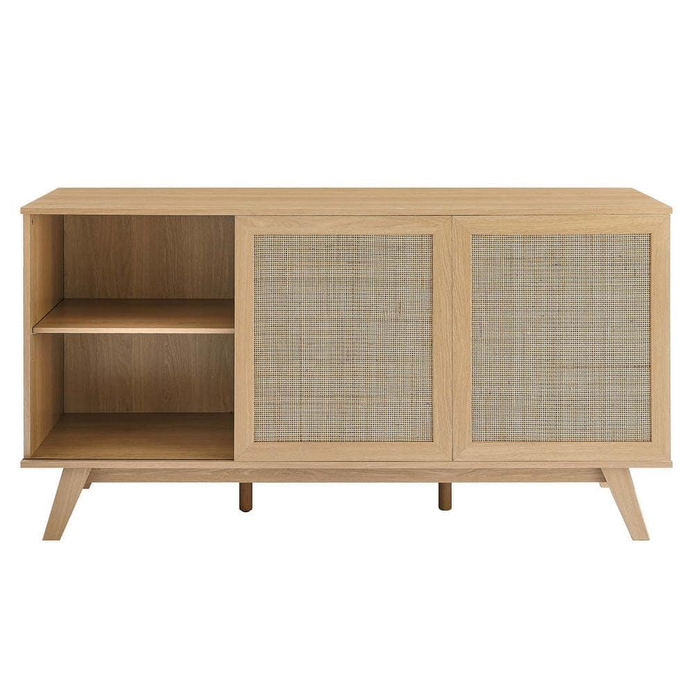 Soma 59" Oak Sideboard with Rattan Sliding Doors