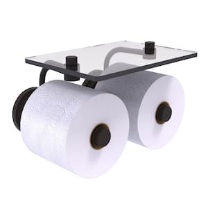 Que New 2-Roll Toilet Paper Holder with Glass Shelf in Oil Rubbed Bronze