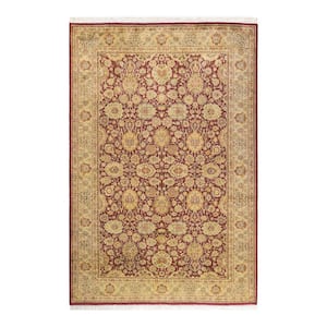 Mogul One-of-a Kind Traditional Purple 4 ft. 7 in. x 6 ft. 10 in. Oriental Area Rug