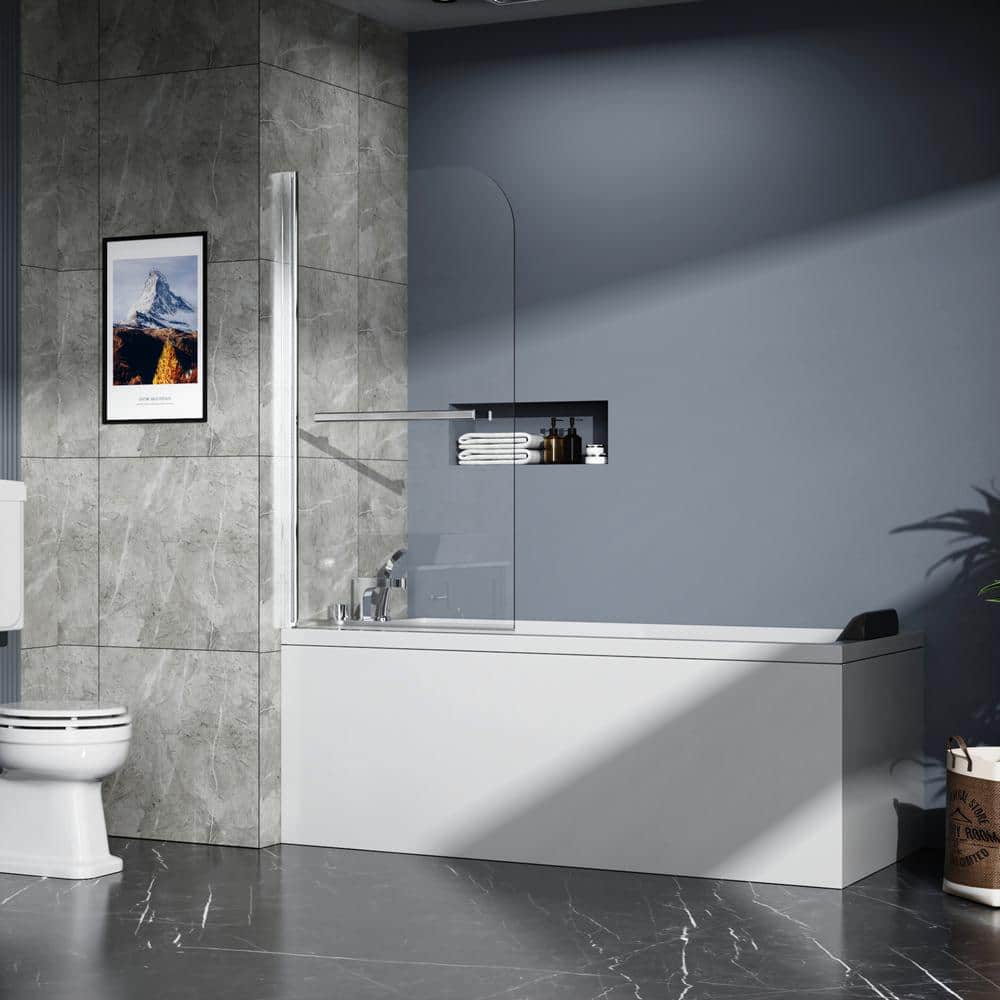 31 in. W x 55 in. H Pivot Tub Door in Chrome with Clear Glass price history on PriceWatchPro
