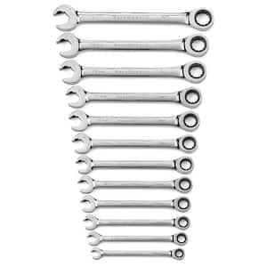 Metric 72-Tooth Open and Box End Ratcheting Combination Wrench Tool Set (12-Piece)