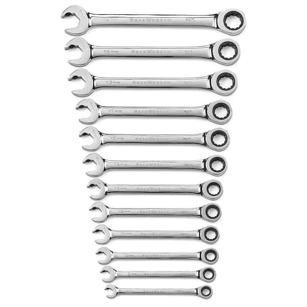 GEARWRENCH Metric 72-Tooth Open and Box End Ratcheting Combination Wrench Tool Set (12-Piece)