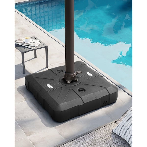 260 lbs. HDPE Patio Umbrella Base with Wheels in Black
