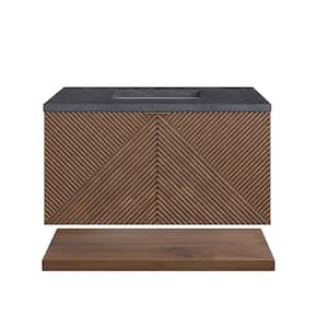 Marcello 36.0 in. W x 23.5 in. D x 37.2 in. H Bathroom Vanity in Chestnut with Charcoal Soapstone Quartz Top