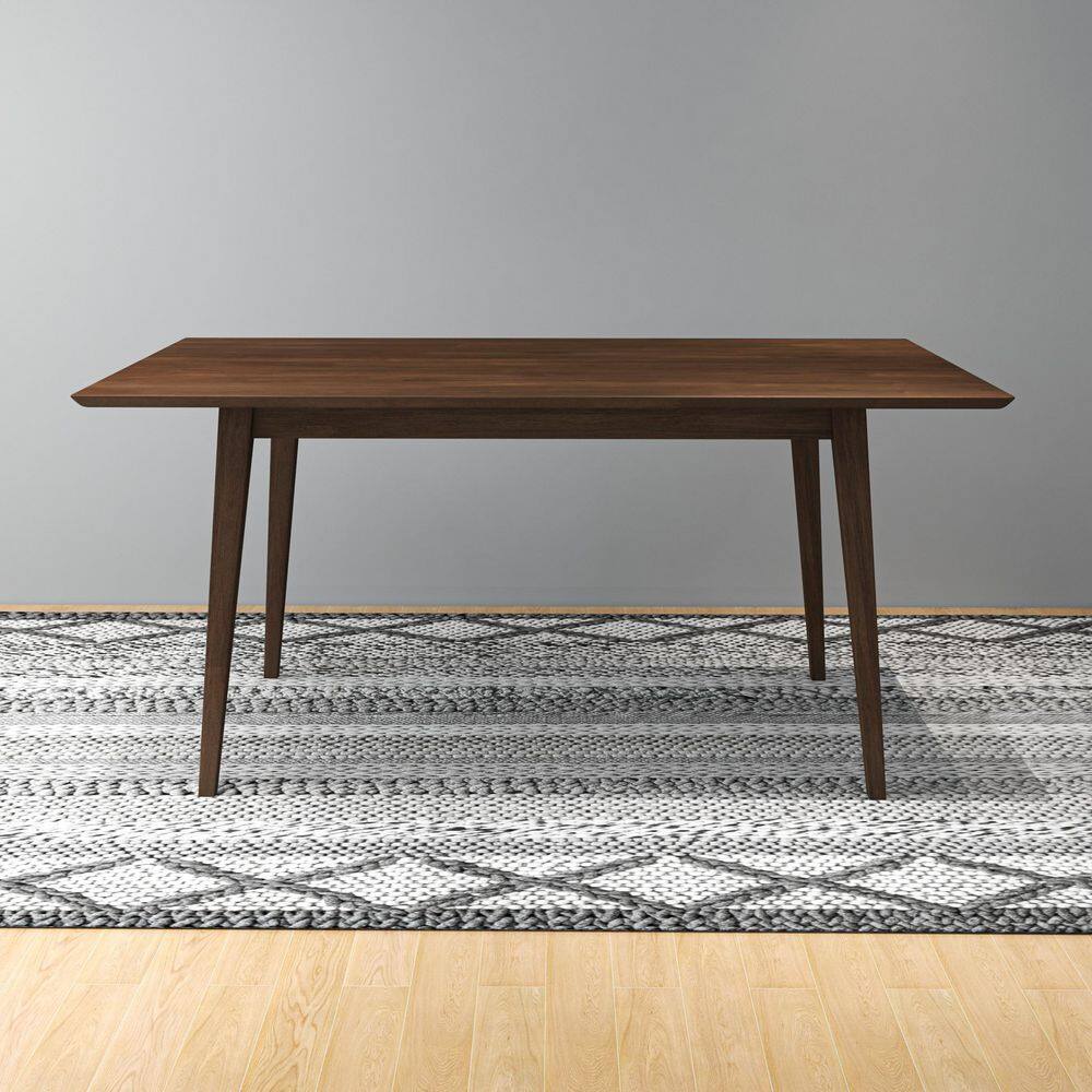 Walnut Brown Mid-Century Modern Rectangular Dining Table