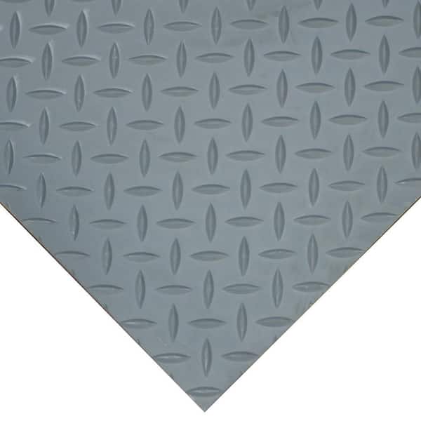 Diamond-Plate 3 ft. x 15 ft. Dark Gray Thermoplastic Rubber Garage Flooring Rolls