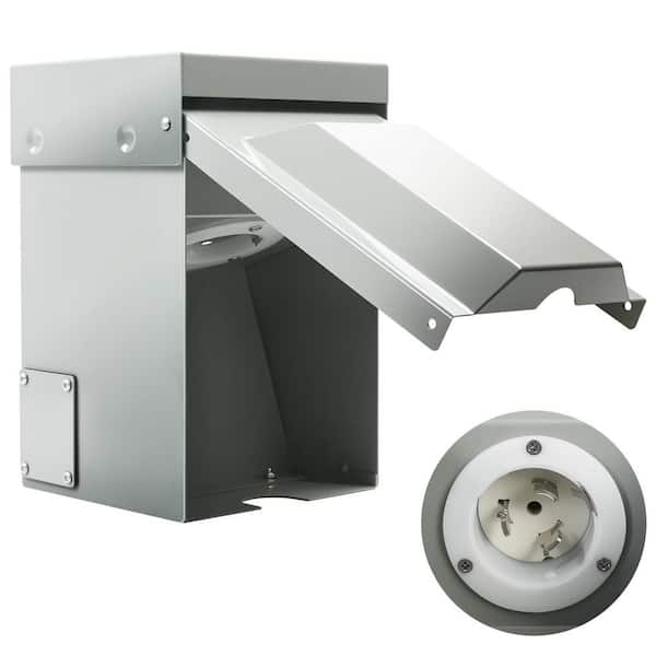 50 Amp Generator Power Inlet Box,P, 120/240V 12000W, Weatherproof Outdoor Outlet Receptacle for 3-Prong Generator Cord