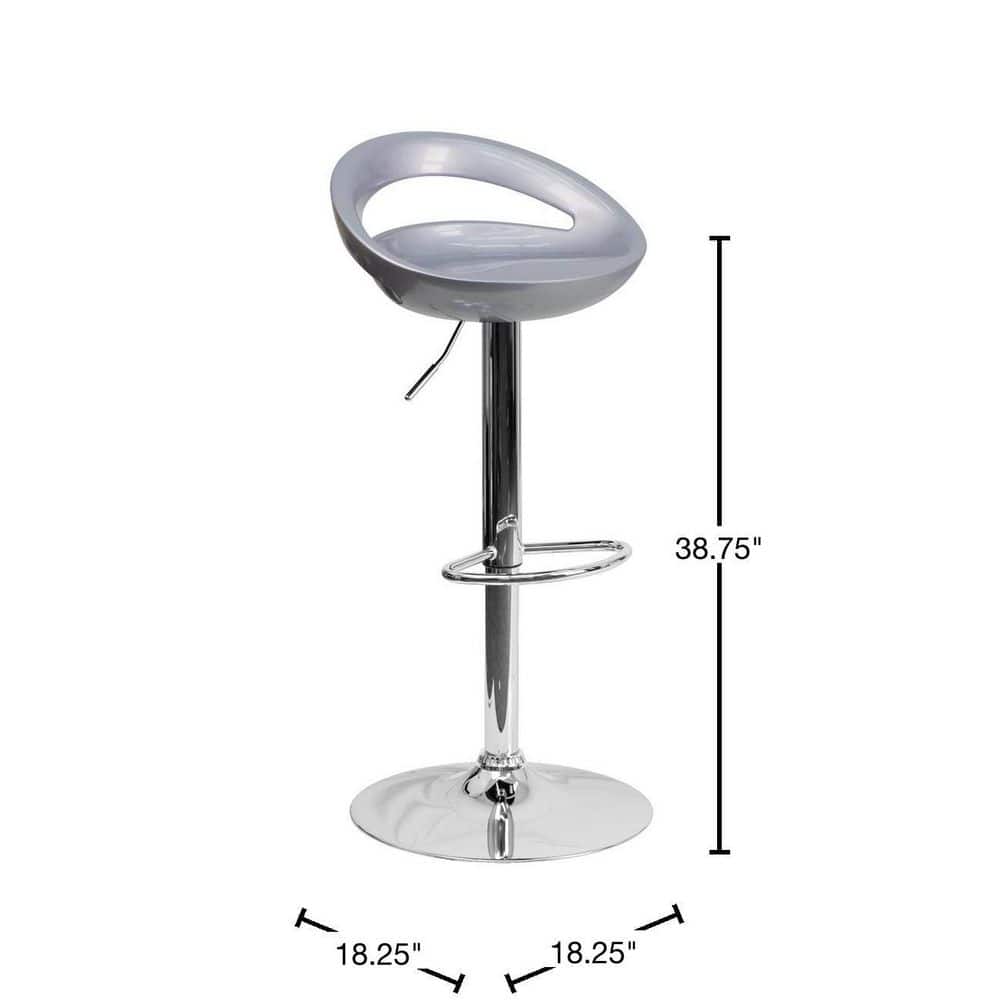 Sleek Silver Swivel Adjustable Height Backless Barstool