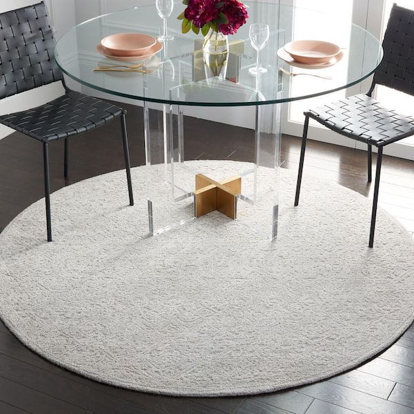Martha Stewart Gray 6 ft. x 6 ft. Abstract Solid Color Round Area Rug