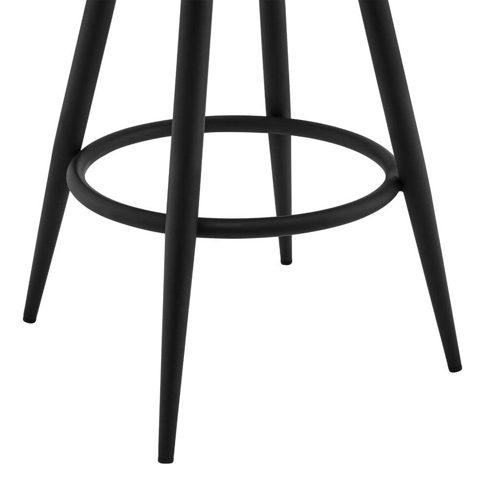 Modern Gray Faux Leather 30" Swivel Bar Stool with Black Metal Base