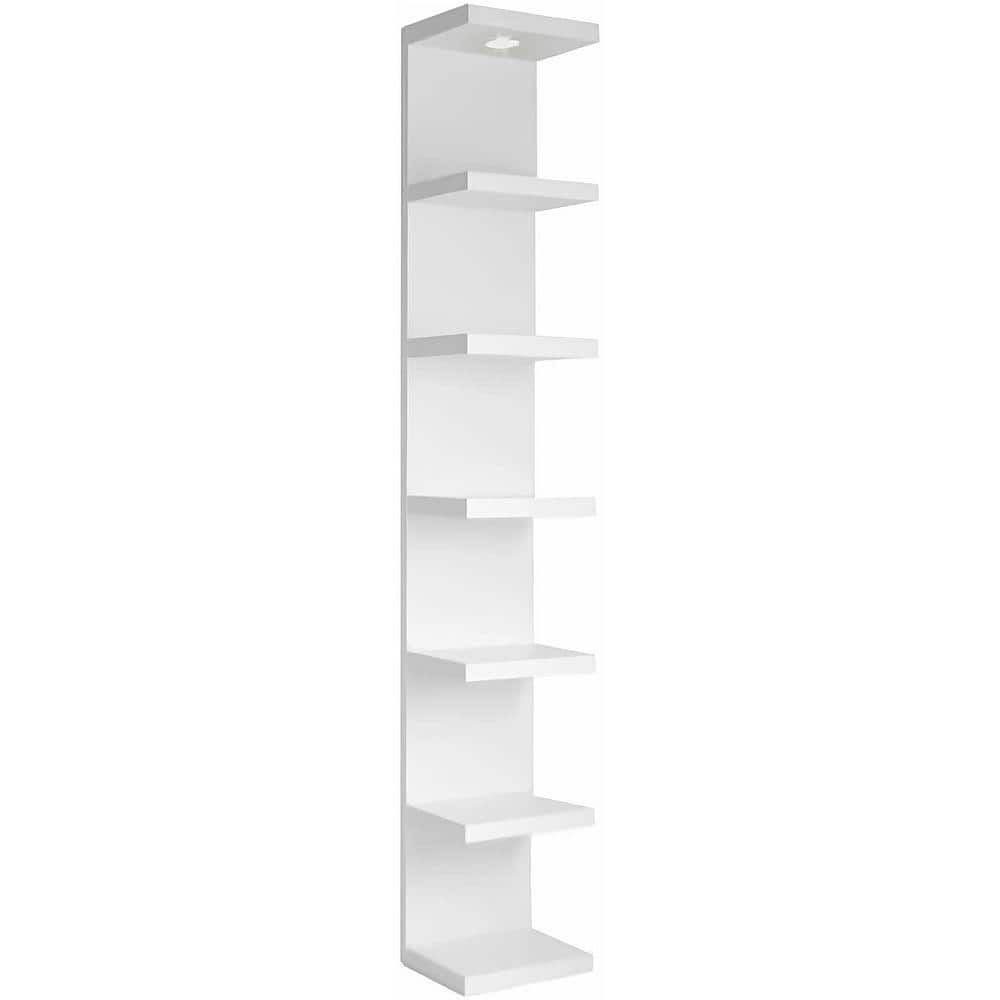 9.8 in W x 9.3 in D White 7-Tier Decorative Wall Shelf with LED