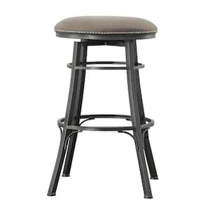 Bali 30 in. Metal Backless Swivel Grey Polyester Cushioned Bar Height Stool