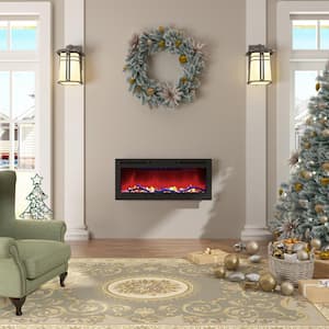 4780 BTU 42 in. Wall-Mounted/Built-In Electric Fireplace Insert with Double Overheat Protection & Remote Control