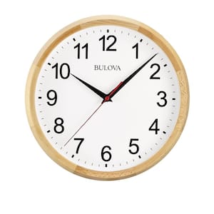 12 in. H x 12 in. W Round Wall Clock with Natural Wood Finish