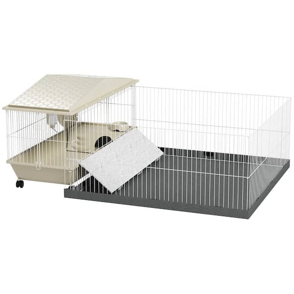 Small Animal Cage with Removable Pet Playpen, Guinea Pig Cage with Waterproof Pad, Hay Feeder, Water Bottle, Hedgehog