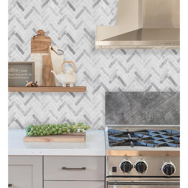 Marble 12 in. x 12 in. Vinyl Peel and Stick Backsplash Tile (4 sq. ft./pack)