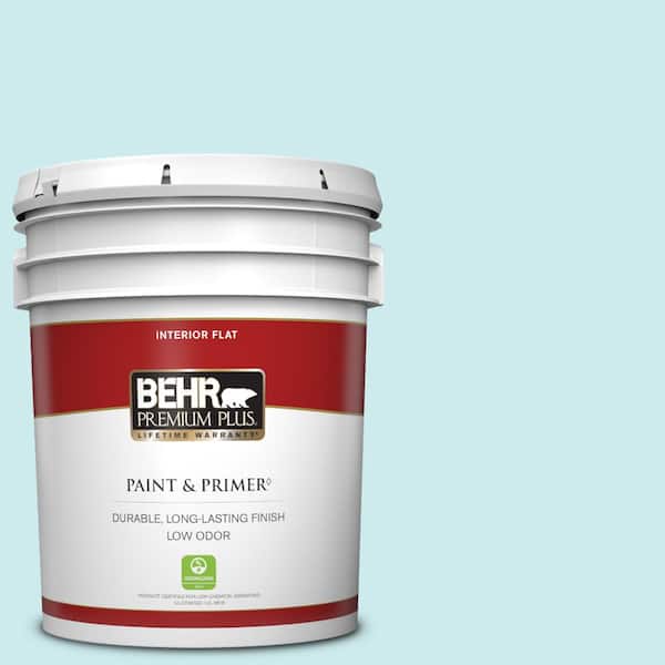 BEHR PREMIUM PLUS 5 gal. #520C-2 Fountain Spout Flat Low Odor Interior Paint & Primer