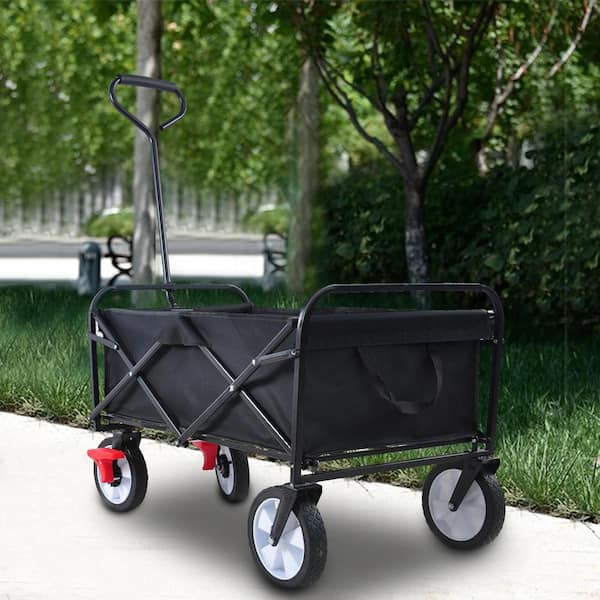 Best Choice Products 36in Folding Multipurpose Indoor Outdoor Utility Cart w/ Swivel Wheels, Adjustable Handle - Green