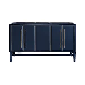 Mason 60 in. Bath Vanity Cabinet Only in Navy Blue with Gold Trim
