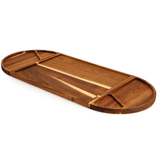 Elama 13 in. 3 Piece Acacia Wood Cutting Board with Maganitized Serving Board Platter