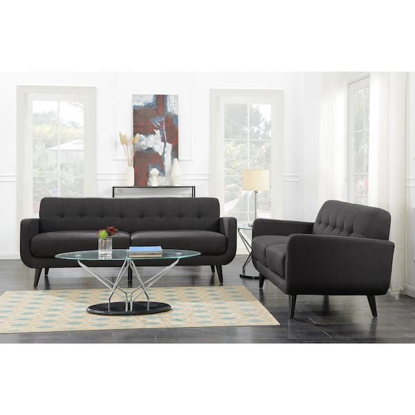 Hadley 63 in. Charcoal Solid Polyester 2 Loveseat with No Additional Features