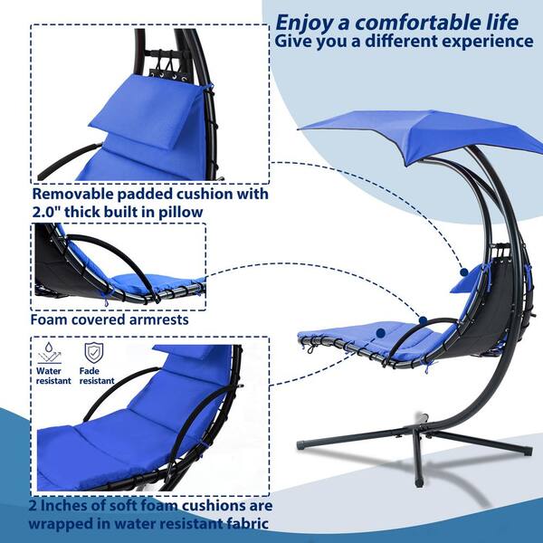 Cesicia Freestanding 43.31 in. W 1-Person Black Metal Patio Swing